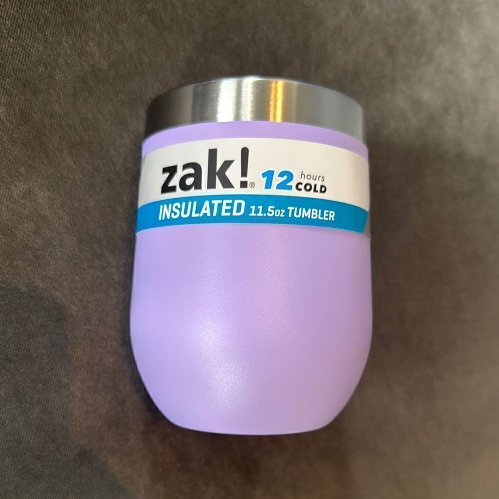 Zak! Purple Insulated 11.5oz 340ml Wine or Drink Tumbler 12 Hours Cold BPA Free